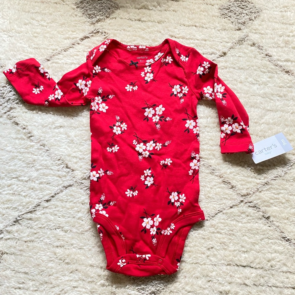 NWT Carter's cherry blossom 9M baby onesie